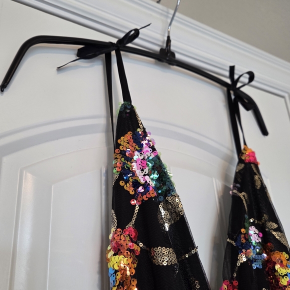 Sequin Flower Dress in Black Multicolor Size S - Picture 4 of 13